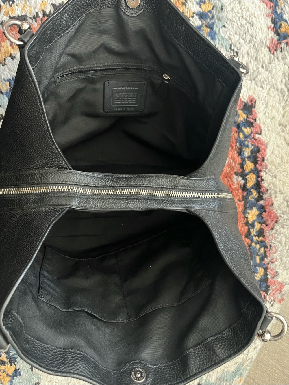 Coach Hallie Shoulder Bag. Black Pebble Leather with Silver Hardware - Picture 4 of 9